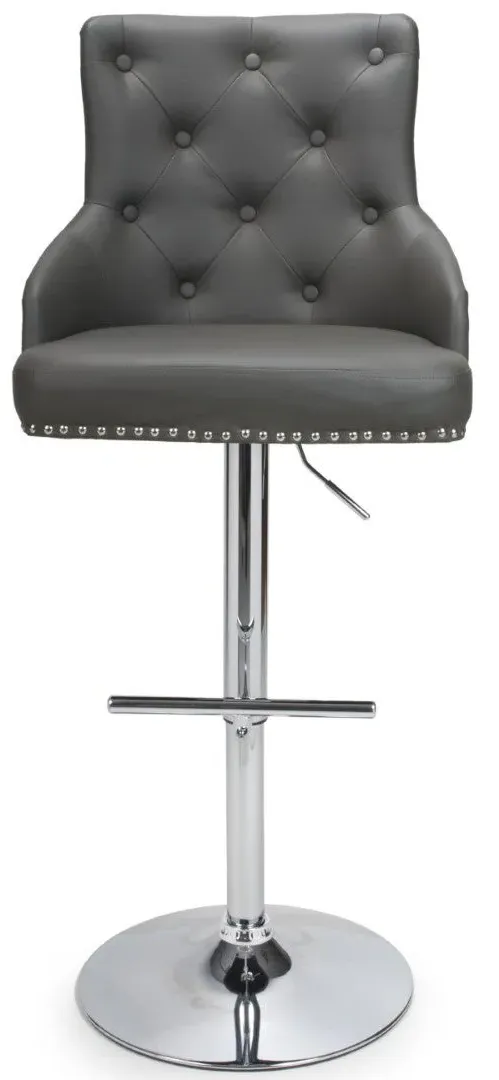 Height Adjustable Bar Stool - Grey, Leather