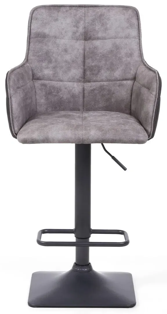 Height Adjustable Bar Stool - Light Grey, Suede image
