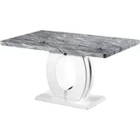 Medium Dining Table - Grey/White, Marble Effect