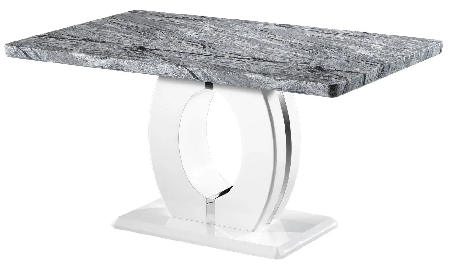 Medium Dining Table - Grey/White, Marble Effect
