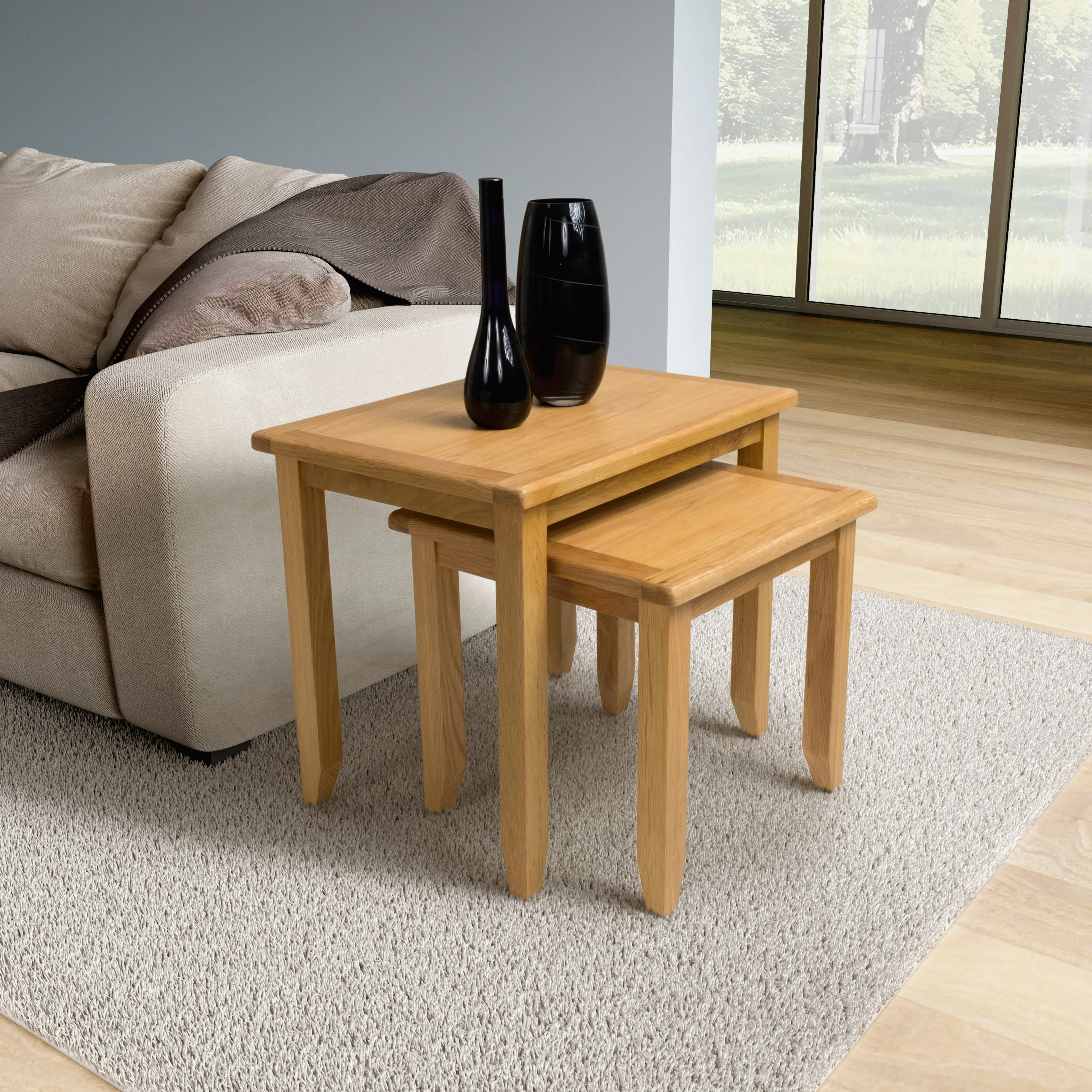 Nest of Tables Set - Oak, Solid Wood