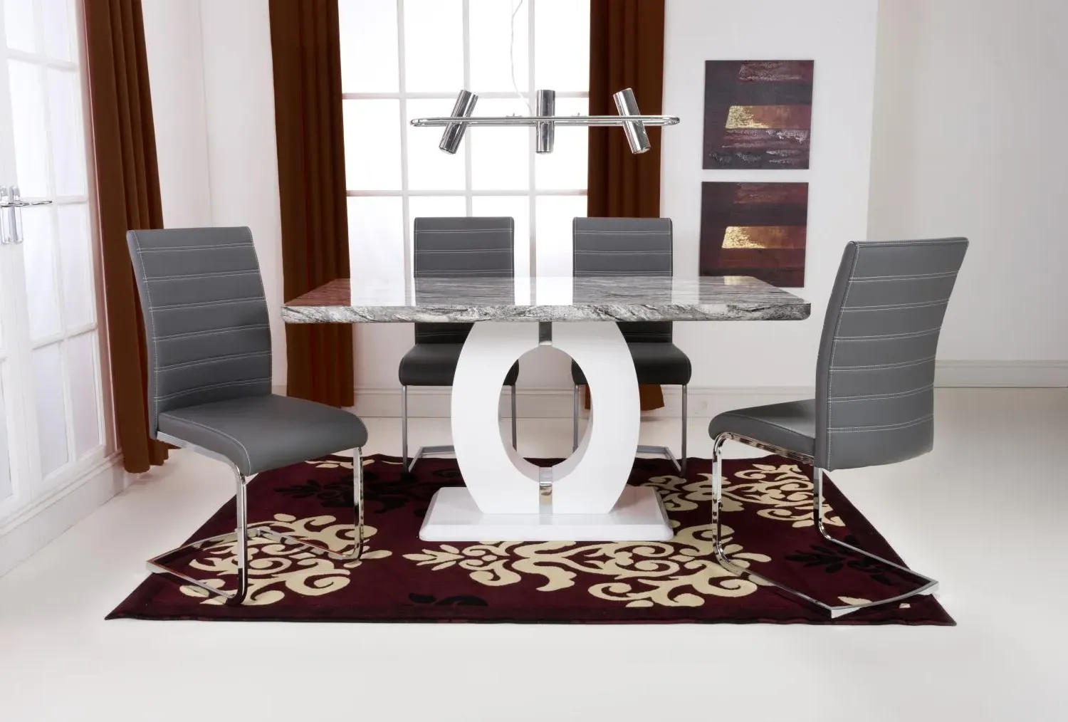 Rectangle Dining Set with 4 Chairs - Grey