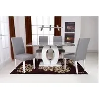 Rectangle Dining Set with 4 Chairs - Silver Grey