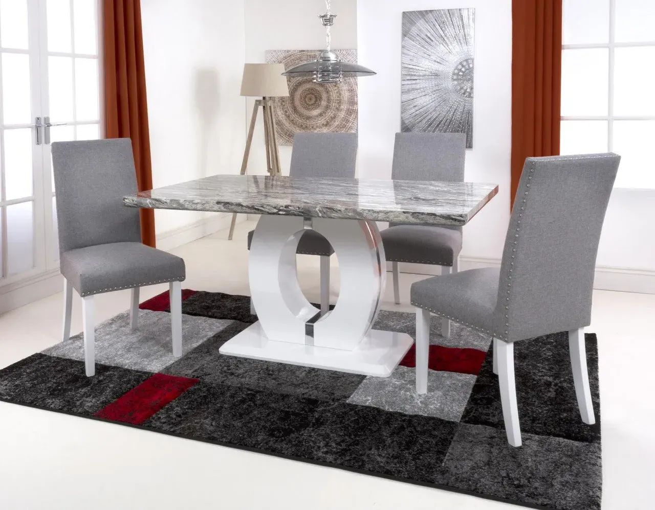 Rectangle Dining Set with 4 Chairs - Silver Grey image