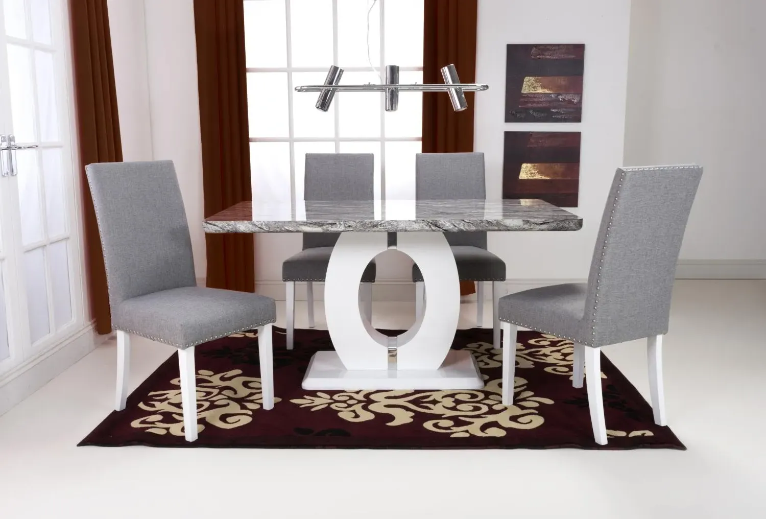 Rectangle Dining Set with 4 Chairs - Silver Grey