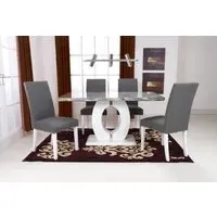 Rectangle Dining Set with 4 Chairs - Steel Grey
