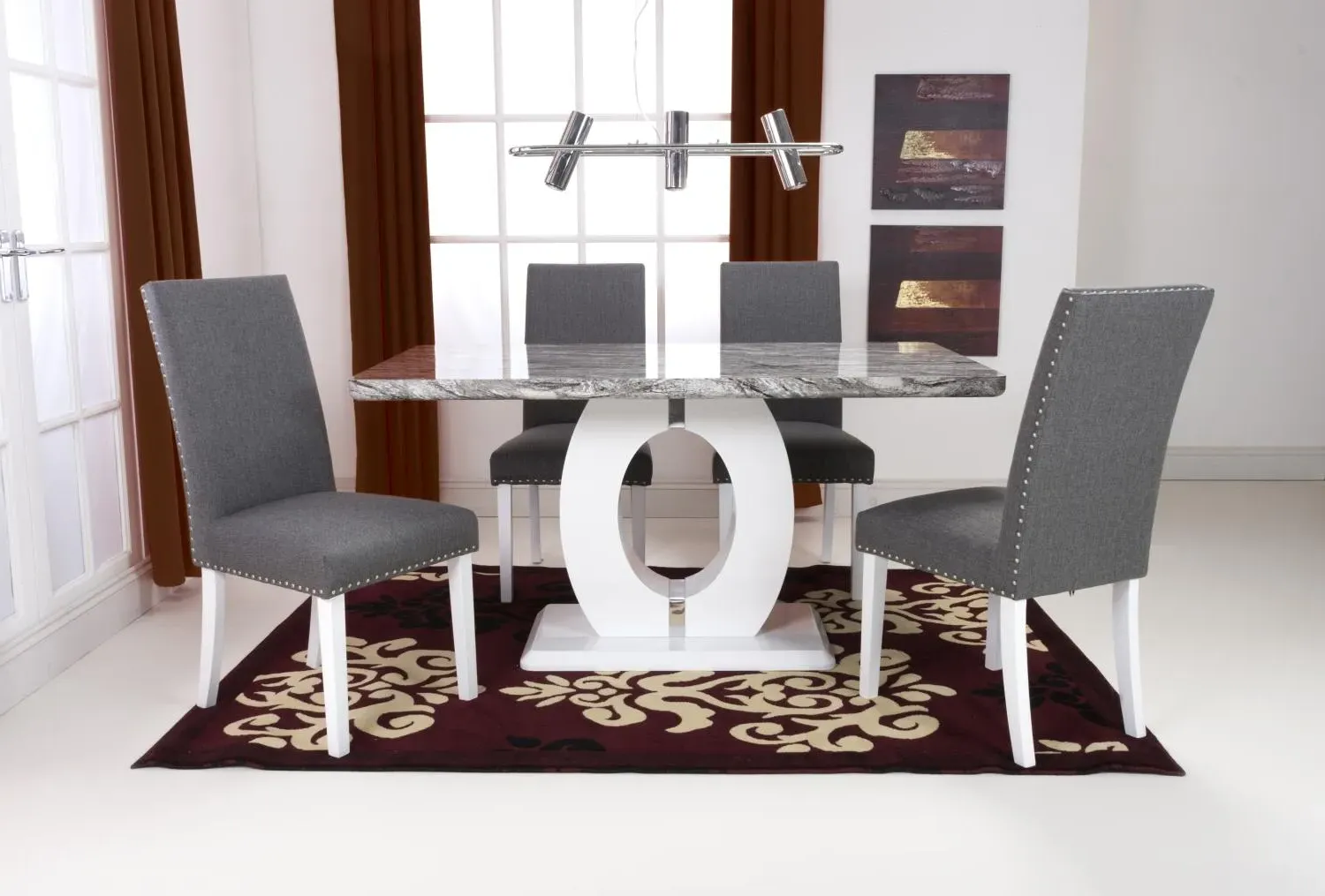 Rectangle Dining Set with 4 Chairs - Steel Grey