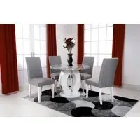 Round Dining Set with 4 Chairs - Marble Effect