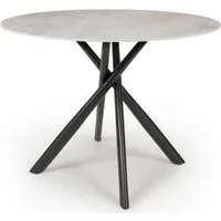 Round Dining Table Concrete Effect - Grey, Metal