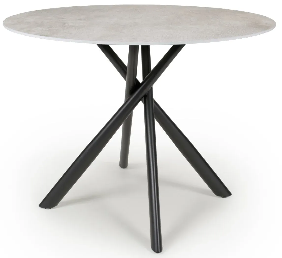 Round Dining Table Concrete Effect - Grey, Metal image
