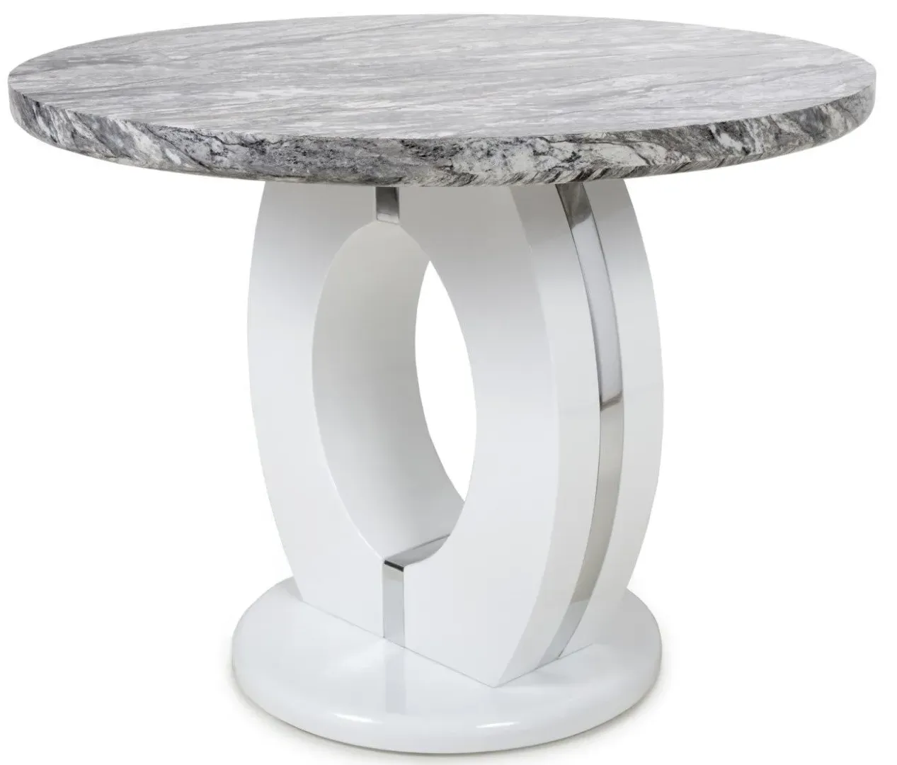 Round Dining Table - White, Marble Effect image
