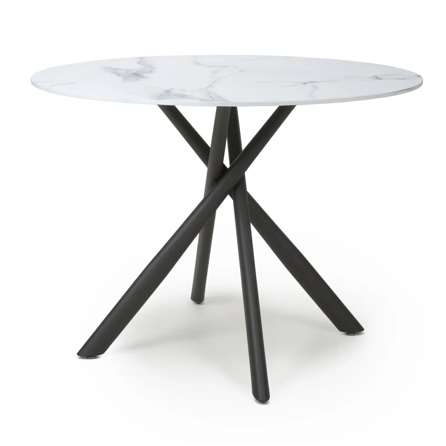 Round Dining Table - White, Marble Effect image