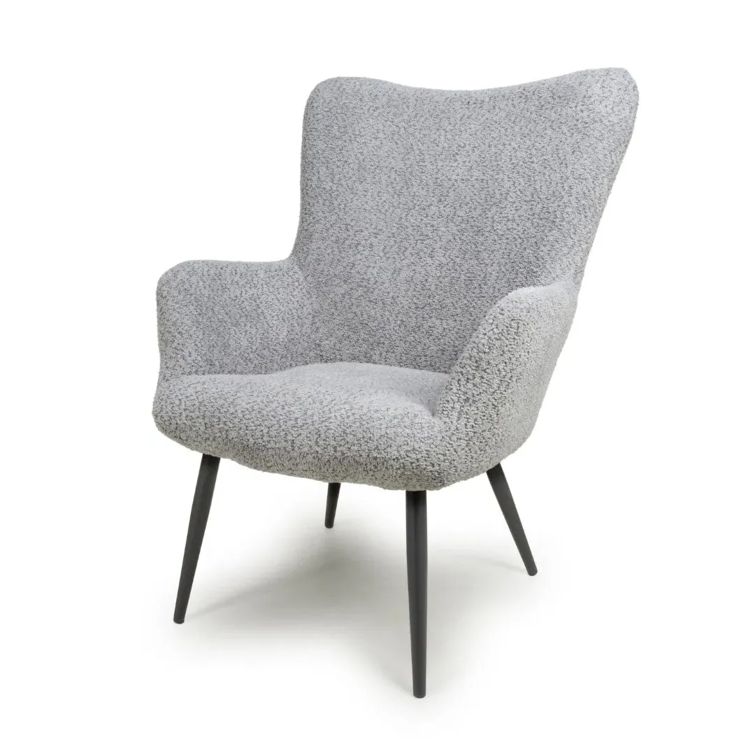 Wingback Armchair with Tapered Legs - Grey, Chenille image