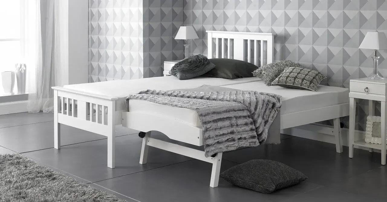 3ft Single Guest Bed with Trundle - White, Wood image