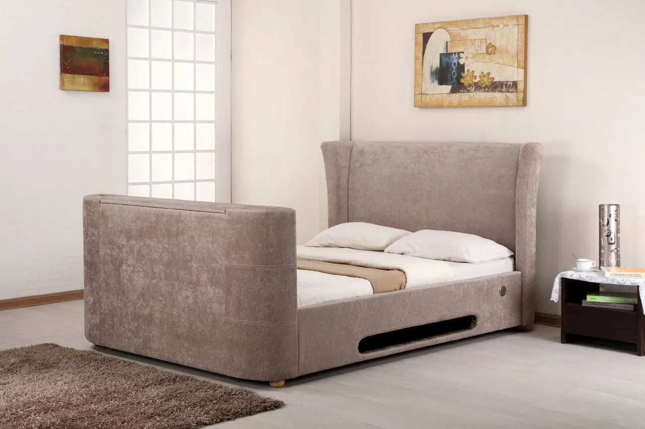 4ft6 Double TV Bed with Audio - Mink, Fabric image