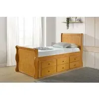 Captain Bed with Pull-Out Guest - Oak, Hardwood