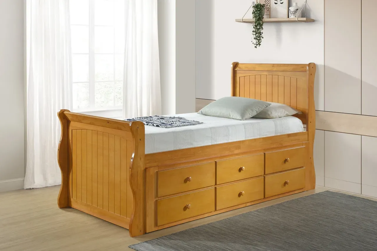 Captain Bed with Pull-Out Guest - Oak, Hardwood image