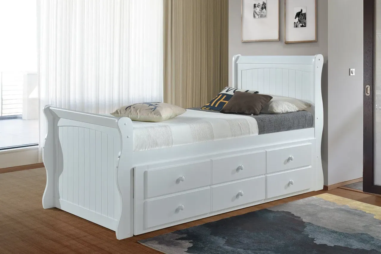 Captain Bed with Pull-Out Guest - White, Oak image