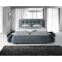 Double Bed with 4 Drawers - Grey, Fabric