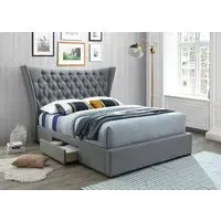 Double Bed with Storage - Grey, Fabric