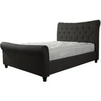 Double Scroll Bed with Roll Top - Grey, Fabric