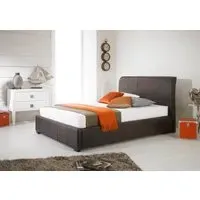 Double Storage Bed with Curved Headboard - Brown