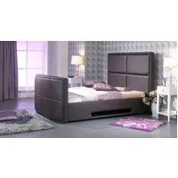 Double TV Bed with Storage - Brown, Leather