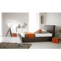 King Size Bed with Curved Headboard - Brown