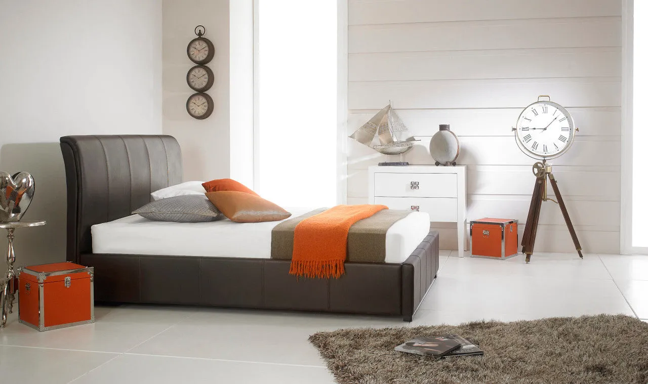 King Size Bed with Curved Headboard - Brown