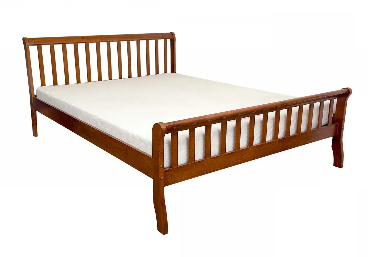 King Size Bed with Curved Headboard - Oak, Wood