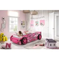 Racing Car Bed with Side Rails - Pink, MDF