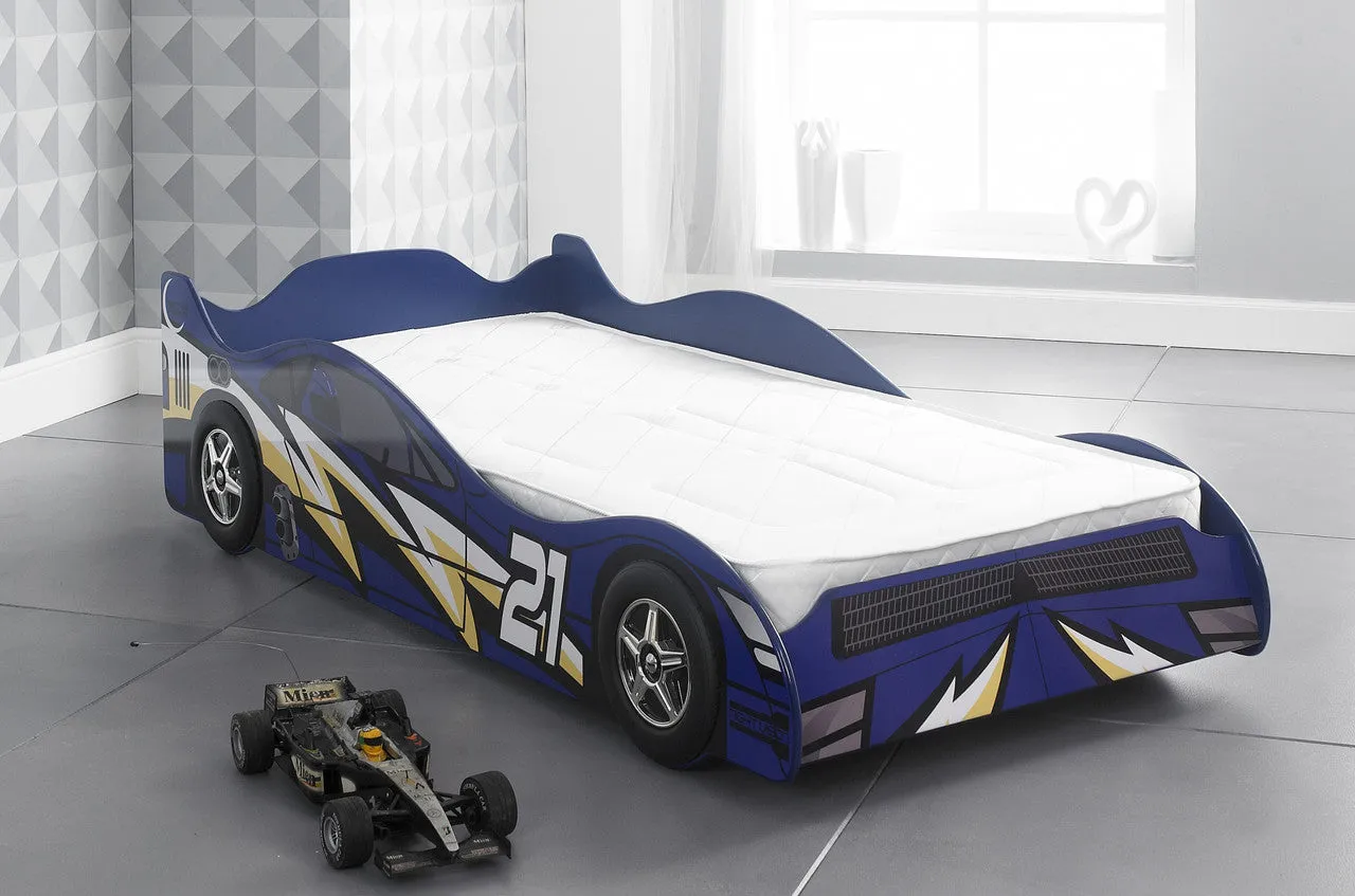 Single Racing Car Bed Frame - Blue, MDF image