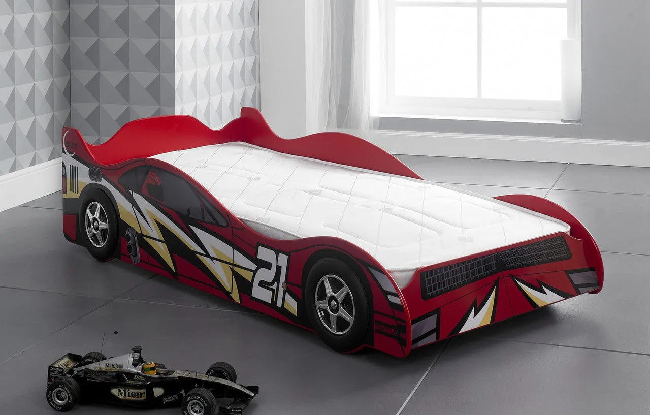 Single Racing Car Bed No 21 - Red, MDF image