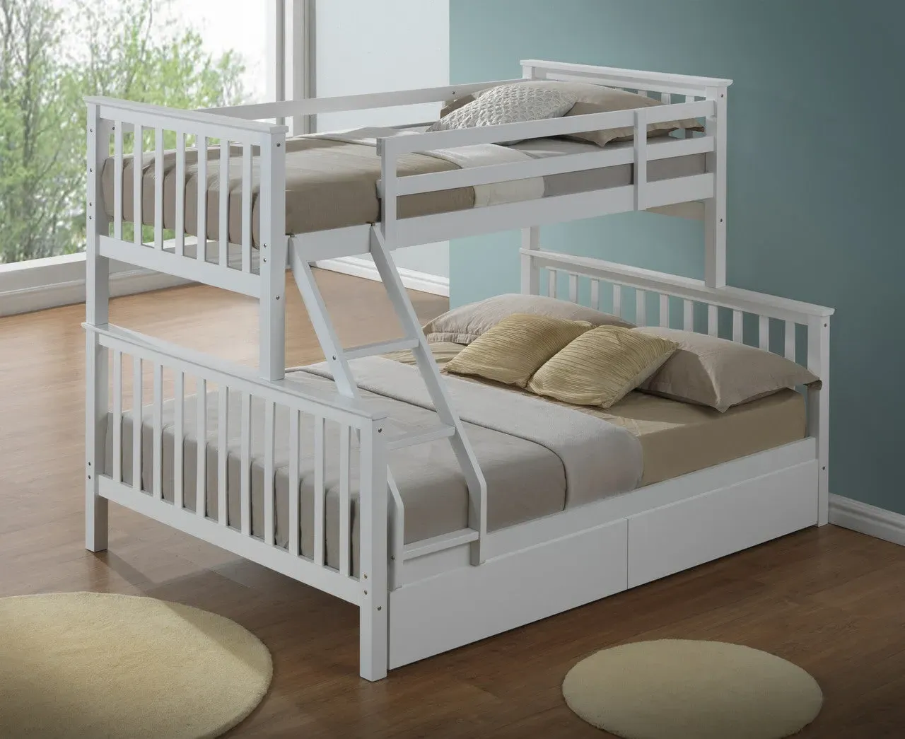 Triple Sleeper Bunk Bed - White Wood
