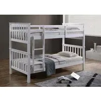 Twin Bunk Bed with Safety Rail - White Wood