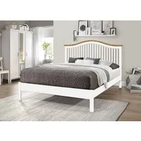 Double Bed Frame Shaker Style - White, Hevea Wood