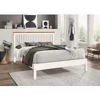 Double Bed Frame Shaker Style - White, Wood