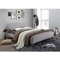 Double Bed Frame Upholstered - Light Grey, Fabric