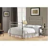 Double Bed Frame with Finials - Chrome, Metal