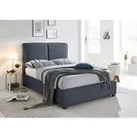 Double Bed Frame with Headboard - Dark Grey, Fabric