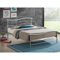 Double Metal Bed Frame with Slats - Silver