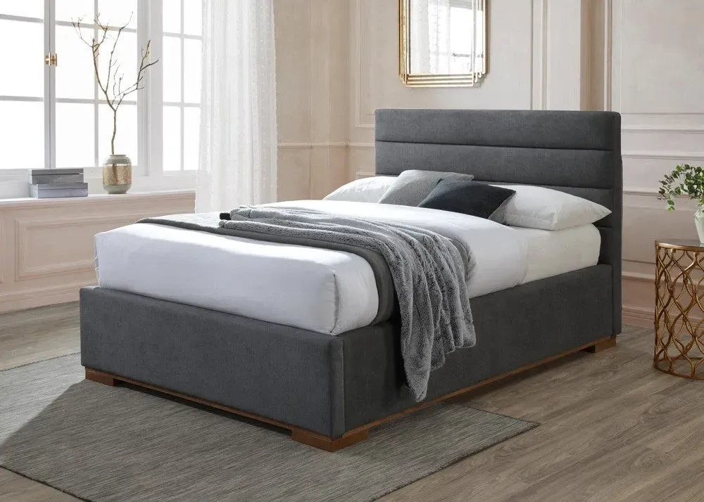 Double Ottoman Bed with Storage - Dark Grey, Fabric image