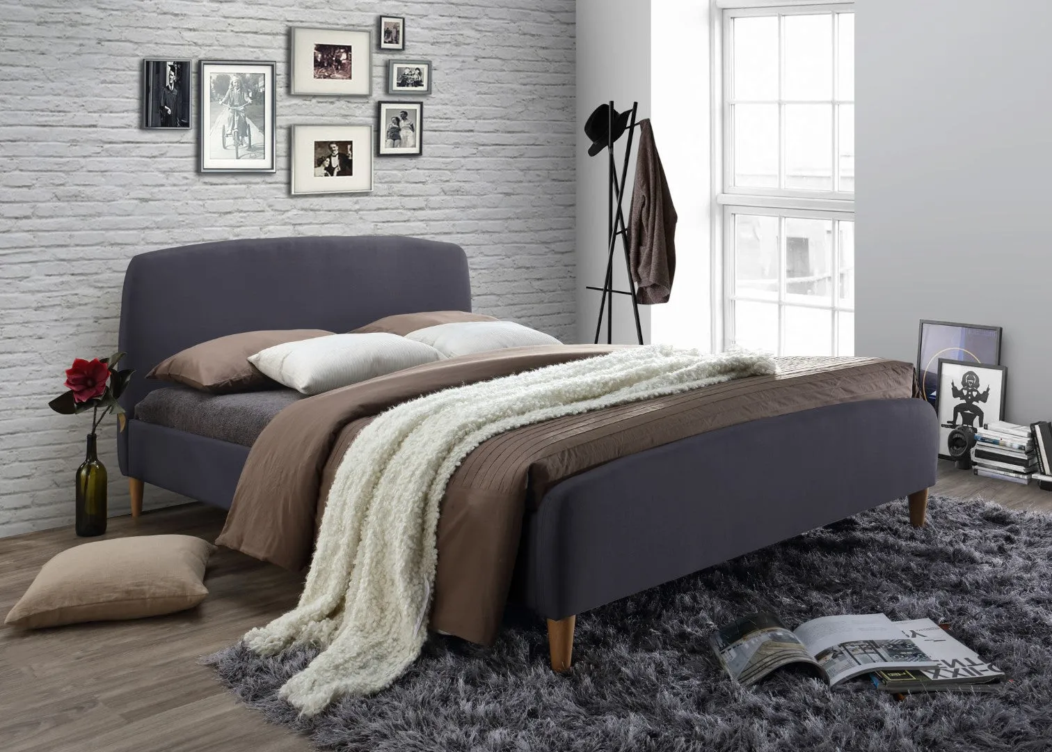 King Size Bed Frame - Dark Grey, Fabric image