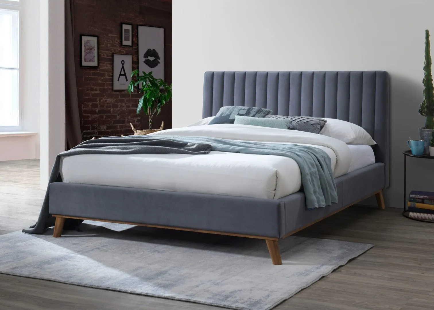 King Size Bed Frame - Dark Grey, Fabric image