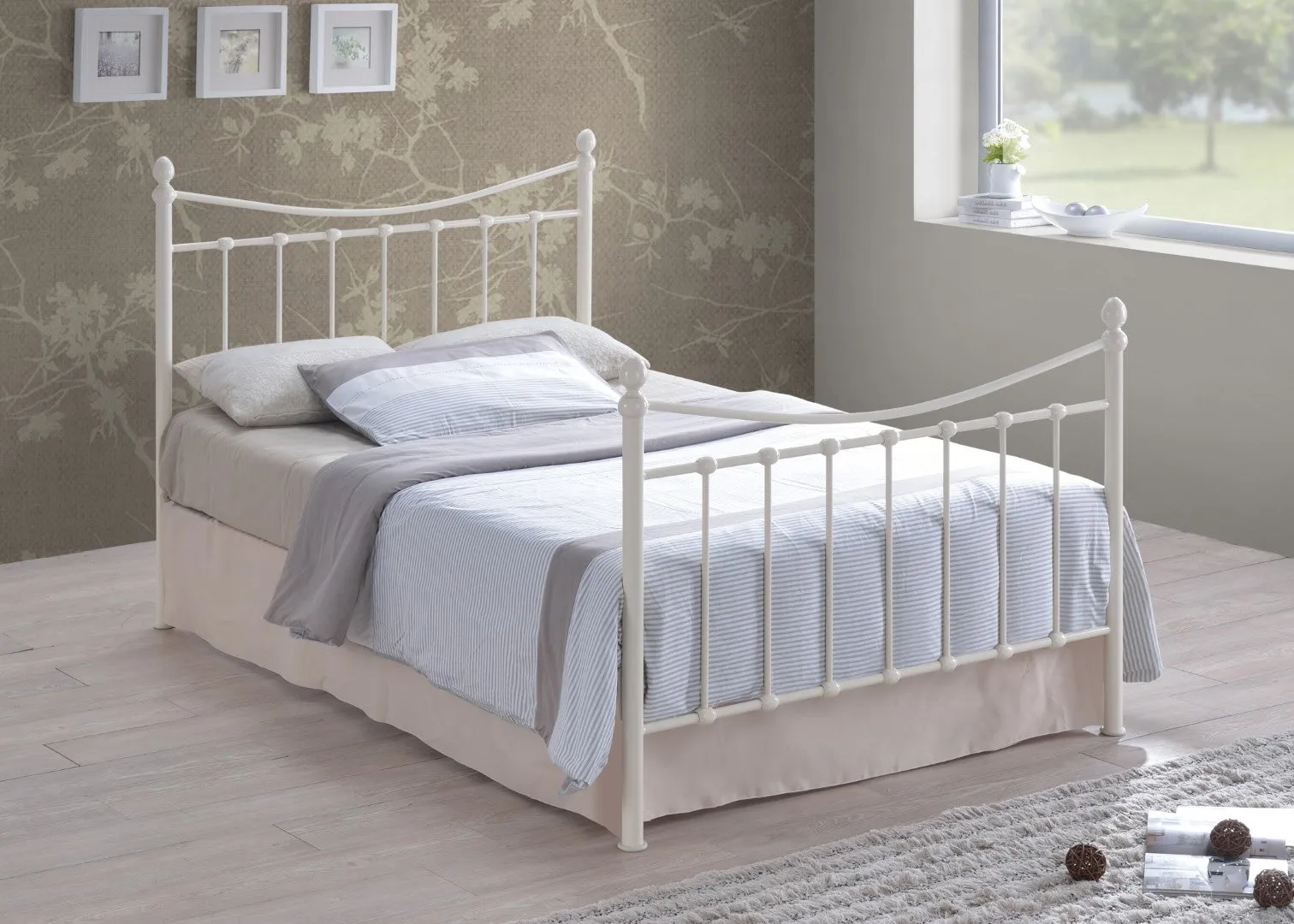 King Size Bed Frame - Ivory, Metal image