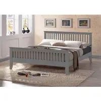 King Size Bed Frame Shaker Style - Grey, Wood