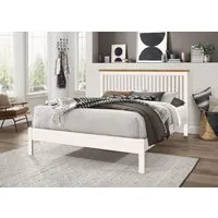 King Size Bed Frame Shaker Style - White, Wood
