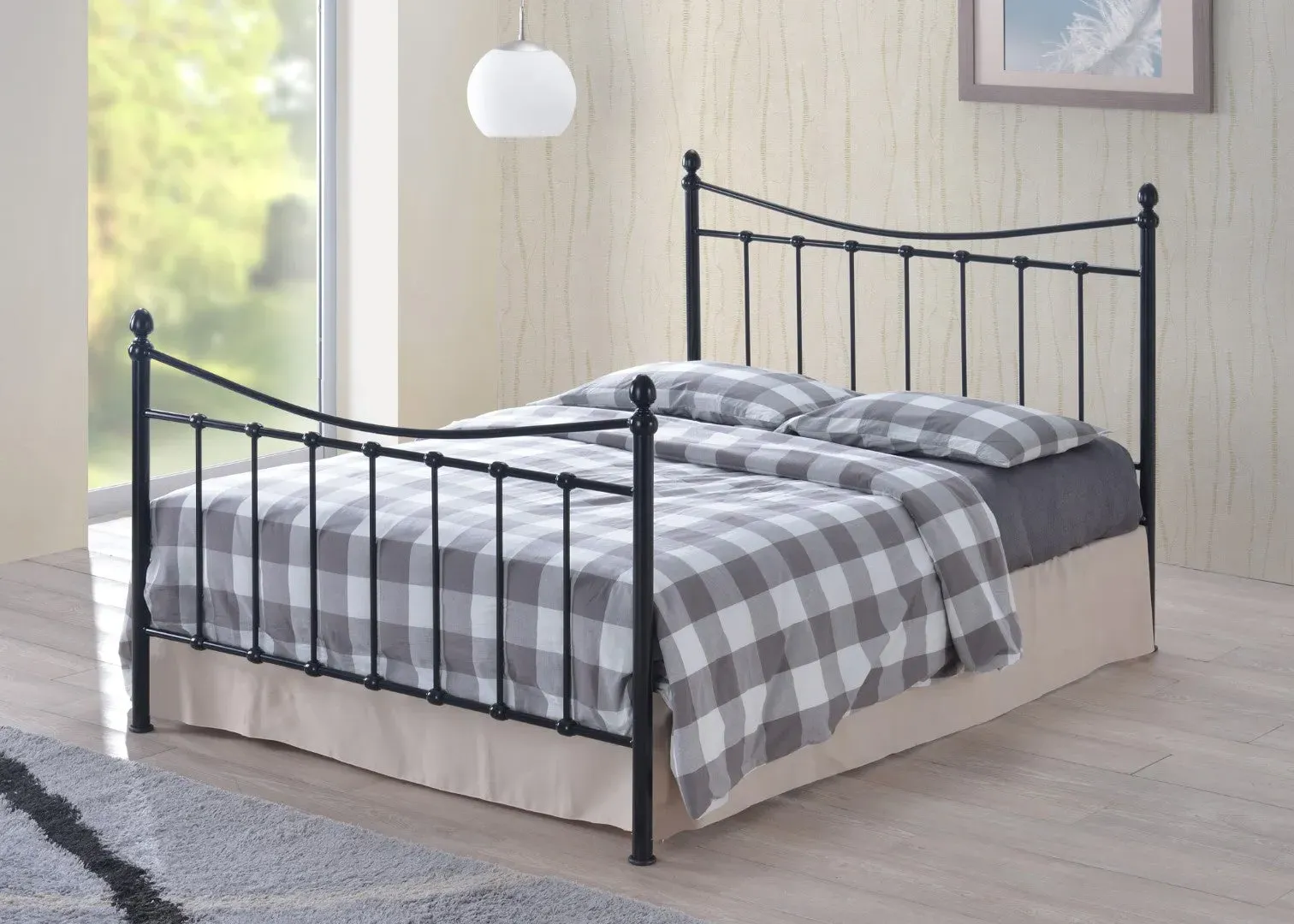 King Size Bed Frame Traditional Style - Black Metal