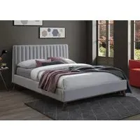 King Size Bed Frame Upholstered - Light Grey, Fabric