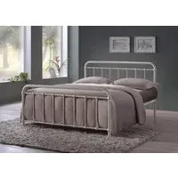 King Size Bed Frame Victorian Style - Ivory, Metal